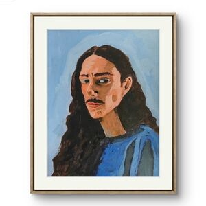 Original Portrait Painting- Blue and Brown